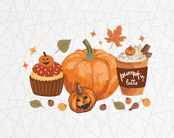 Pumpa png - Pumpakrydda png - Pumpapaj - Latte höstkaffe png - Thanksgiving - Höstsublimering - Höst png - Pumpavibbar png
