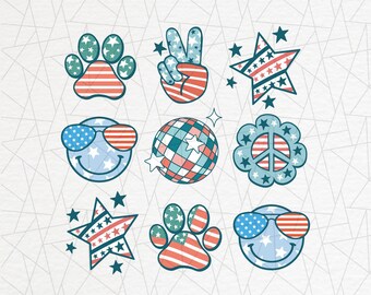 Groovy dog mom png - Groovy 4th of July png - Dog mama - Peace hand sign png - 4th of July Dog png - American flag png - Pet 4th of July png