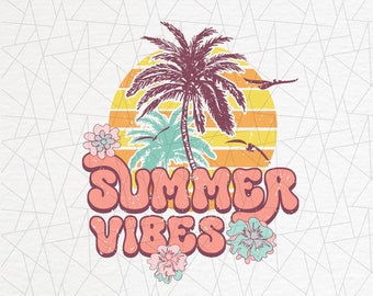 Summer vibes PNG - Retro shirt png - Beach shirt png - Trendy - Beach vibes png - Retro boho png - Vacation png - Summer sublimation