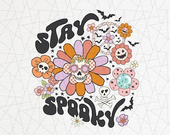 Stay spooky png - Halloween png - Vintage halloween png - Fall shirt png - Checkerboard print - Pumpkin png - Retro halloween png - Trendy