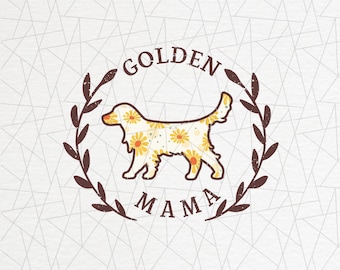 Varsity golden retriever PNG - Golden retriever mama png - Golden mom - Gift for golden retriever lover - Floral print - Dog sublimation