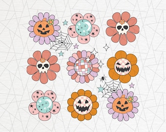 Groovy halloween png - Halloween png - Vintage halloween png - Höstskjorta png - Schackrutigt tryck - Groovy pumpa - Retro halloween png