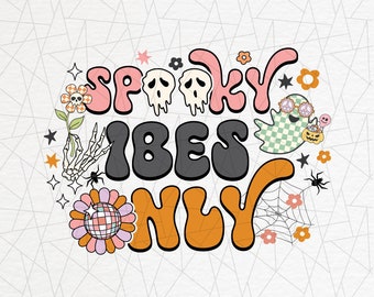 Spooky vibes only png - Spooky season Png - Vintage halloween png  - Groovy halloween png - Retro halloween png - Hippie halloween png