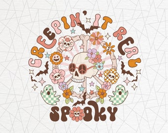 Spooky Png - Halloween png - Vintage halloween png - Halloween shirt png - Groovy pumpkin png - Retro halloween png - Hippie halloween png