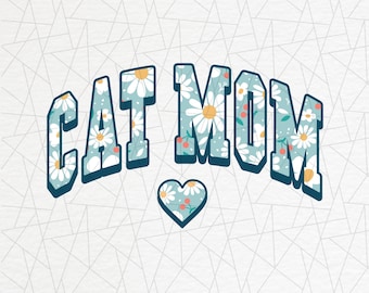 Mãe de gato com estampa floral png - Mãe de gato png - Mãe de pele png - Amante de gato png - Gato png - Estampa floral - Design de sublimação - Sublimação de gato retrô