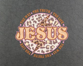 Retro sublimation  - Retro png - Leopard print - Bible verse - Christian shirt design - Christian png - Jesus is the way the truth the life