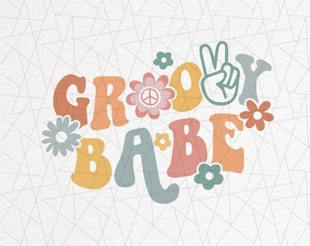 Groovy babe png - Groovy sublimation - Hippie png - Flower power - Groovy flower png - Retro boho png - Retro trendy png - Groovy vibes png