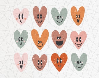 Groovy heart PNG - Cute heart clipart - Heart sweatshirt - Heart png - Retro clipart - Love - 70's vibes - Valentine png  - Groovy png