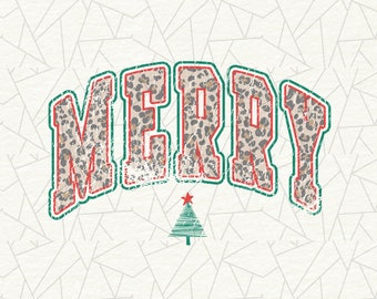 Leopard  print merry png - Merry Christmas png - Vintage Christmas png - Christmas vibes png - Christmas design - Retro Christmas png