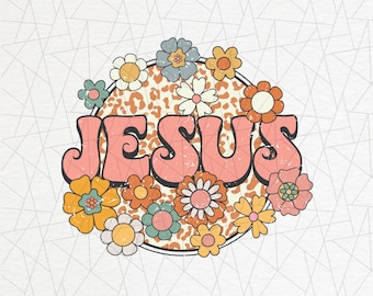 Sublimación cristiana - Png cristiano - Estampado floral png - Png cristiano de moda - Png retro - Diseño de camisa cristiana - Estampado floral jesús