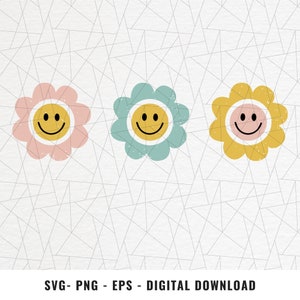 Retro Blumen SVG/PNG/EPS - Retro Daisy png - Hippie svg - Happy Vibes - Positive svg - Live happy svg - be happy svg - Retro Shirt svg/png