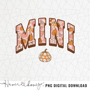 Fall mini png sublimation - Groovy pumpkin png - Autumn png - Retro fall png - Fall shirt - Trendy fall design png - Matching mama mini