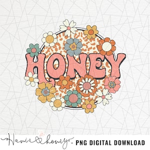 Groovy honey png - Sublimación de miel retro - Sublimación hippie - Groovy flowers png - Diseño de sublimación Png - Sublimación retro de miel