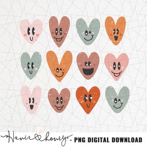 Groovy heart PNG - Cute heart clipart - Heart sweatshirt - Heart png - Retro clipart - Love - 70&#39;s vibes - Valentine png  - Groovy png