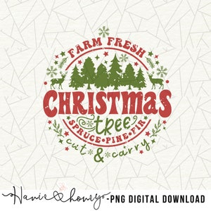 Farm fresh Christmas png - Christmas trees png - Vintage Christmas png - Christmas vibes png - Christmas design - Retro Christmas png