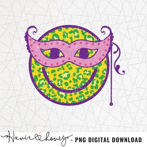 Mardi Gras Sublimation - Mardi Gras png - Leopard glückliches Gesicht - Retro png - Digital download - Mardi Gras Sublimation - Mardi Gras Shirt png