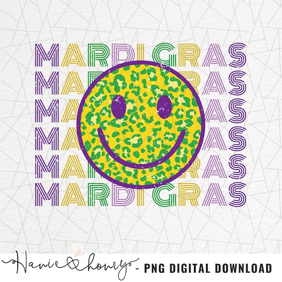Mardi gras sublimation - Mardi gras png - Leopard happy face png - Retro png - Digital download - Happy mardi gras - Mardi gras shirt png