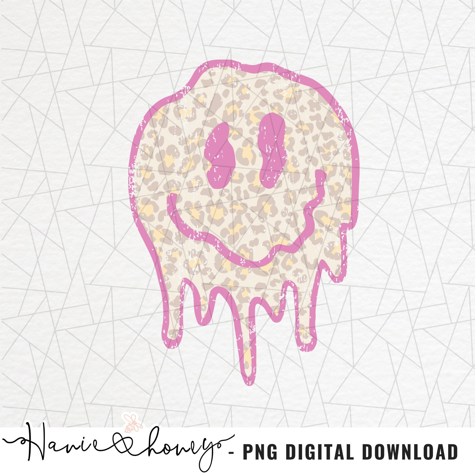 Melted Happy Face PNG Retro Png