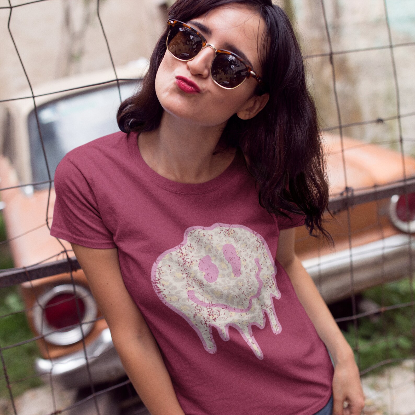 Melted Happy Face PNG Retro Png