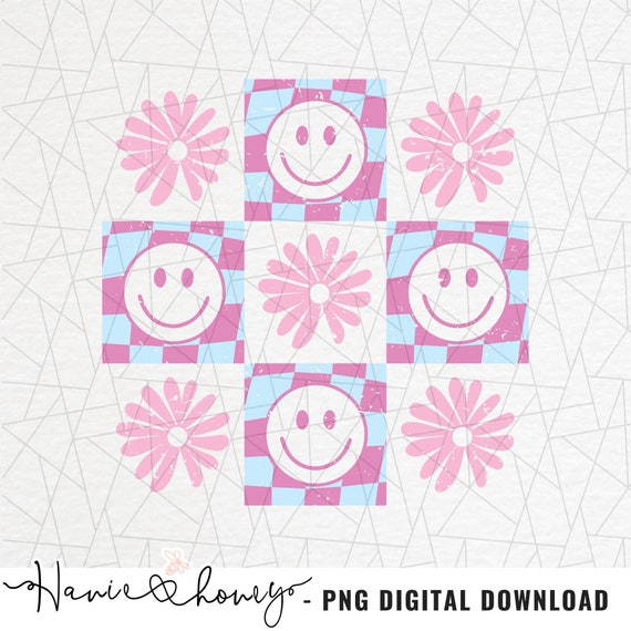 Checkerboard happy vibes PNG - Retro png - Designs Downloads - Shirt design sublimation - Vintage sublimation - Retro daisy flower png
