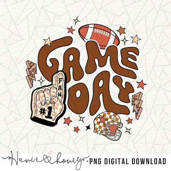 Retro game day Png - Football vibes png - Game day vibes png - Football design - Leopard print - Football season - Football shirt - Sports