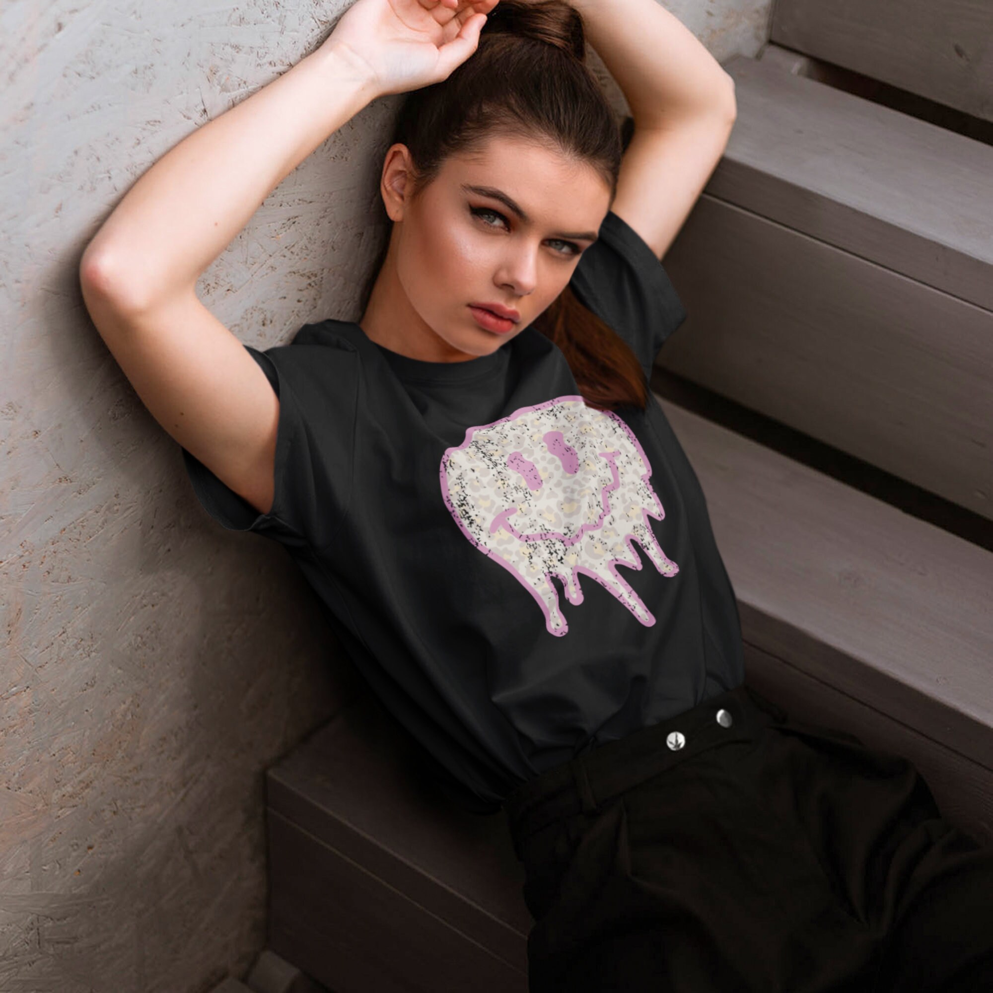 Melted Happy Face PNG Retro Png