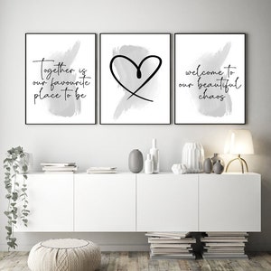 Together Favourite Set of 3 Home Bedroom Prints Wall Art Home Decor Gifts