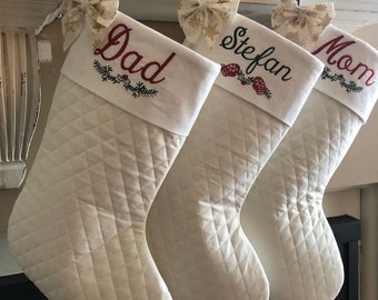 Classic White/Off White Personalized Christmas Stocking