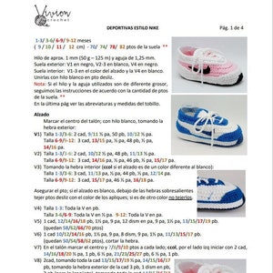 Puede incluir: Instrucciones de crochet para hacer zapatillas de estilo Nike. El patrón incluye instrucciones para diferentes tamaños, de 1-3 meses a 9-12 meses. Las instrucciones incluyen detalles sobre cómo crear la suela, la parte superior y los cordones. El patrón también incluye un diagrama del producto terminado.