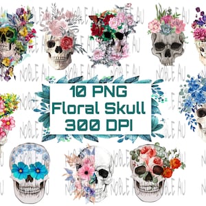 Watercolor Floral Skulls Clipart PNG Sublimation, Transparent Skulls with  Flowers, witch png, Flower skull Clipart, generative ai. 22245706 PNG