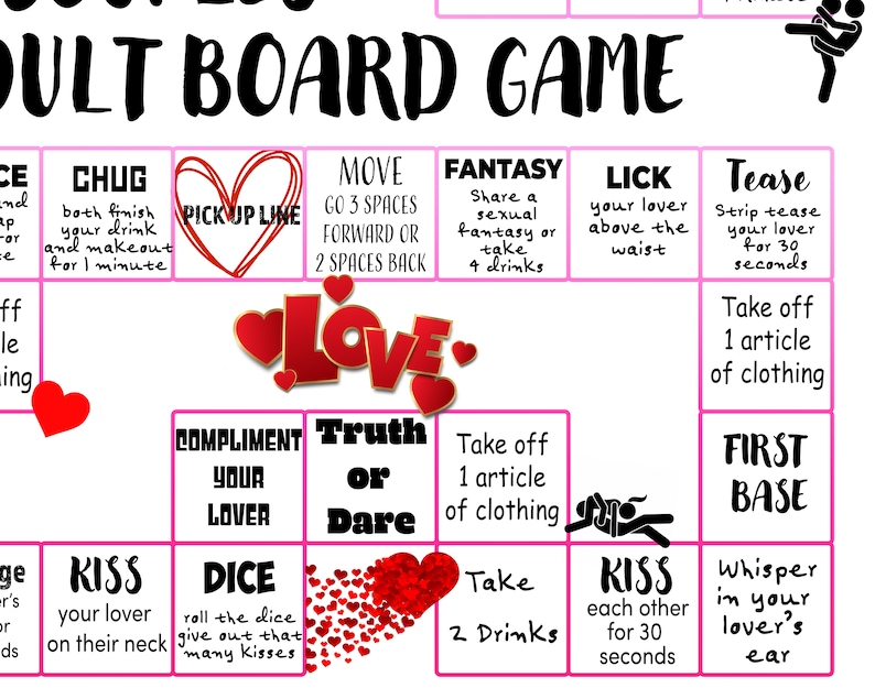 Adult Couple Board Game Valentines Day Game Digital File Etsy