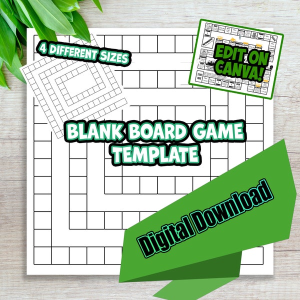 DIY Blank game board, kids game board, adult game board, board game template, instant download, digital, canva game board, school project