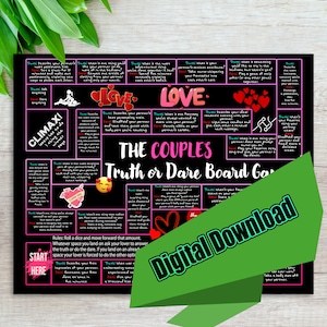 Adult Couple Truth or Dare Board Game, Date Night Game, Digital File, Printable Board Game, Digital Game, Instant Download, Valentines