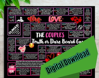 Adult Couple Board Game, Date Night Game, Digital File, Printable Drinking Board Game, Digital Drinking Game, Instant Download, Valentines
