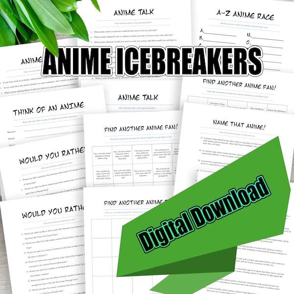 Printable Anime Icebreaker, Fun Icebreaker, Icebreaker Activities, Dinner Party Games, Anime Party, Anime Birthday, anime gifts