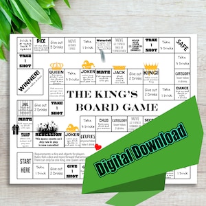 Adult Party Game, The King&#39;s Board Game, Drinking Party Game, Bachelor Party Game, Bachelorette Party Game, Board Game - White Background