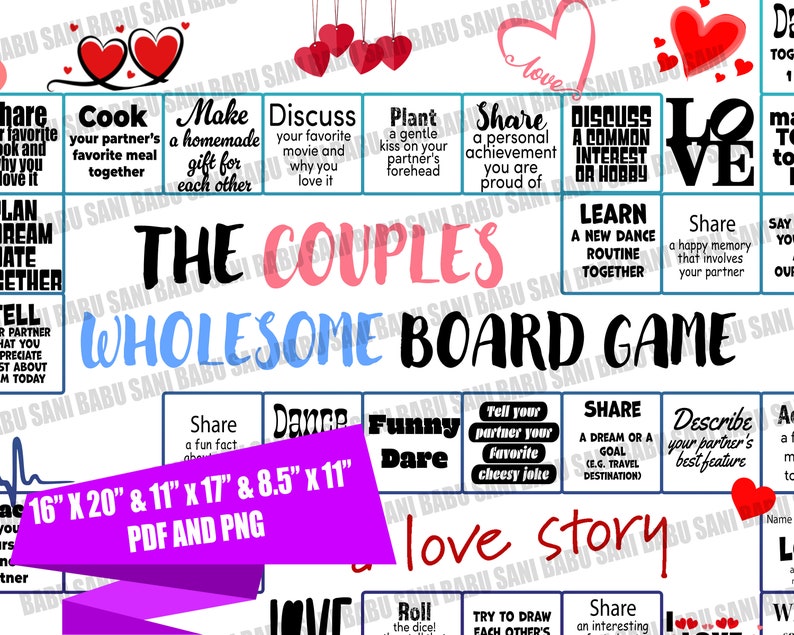 The Wholesome Couple's Board Game, Date Night Game, Digital File