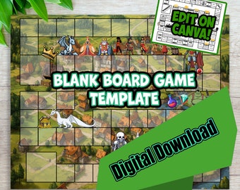 DIY Blank Fantasy game board, kids game board, adult game board, board game template, instant download, digital, canva game board, school