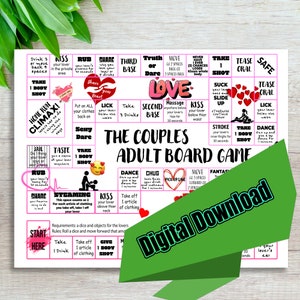 Adult Couple Board Game, Valentines Day Game, Digital File, Printable Drinking Board Game, Digital Drinking Game, Instant Download