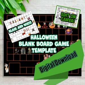 DIY Halloween Blank game board, kids game board, adult game board, board game template, instant download, digital, canva game board, spooky