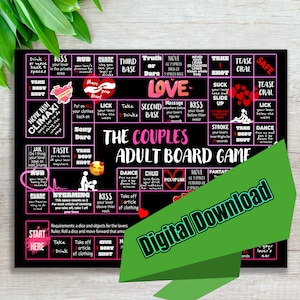 Adult Couple Board Game, Date Night Game, Digital File, Printable Drinking Board Game, Digital Drinking Game, Instant Download, Valentines