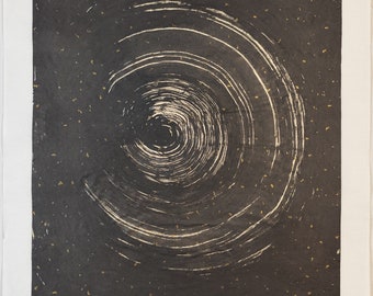 Abstract art, Starry sky, Cosmos, Universe, Japanese ink painting, Nature decor, Hand printed, Gift ideas, Unique decor, House decor