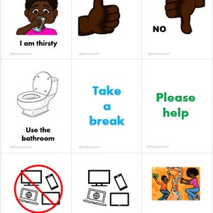 Communication Picture Cards, Digital, Autism Visual Aid, Special Education, Black Children, Picture Exchange, Teacher Communication, Parent image 2