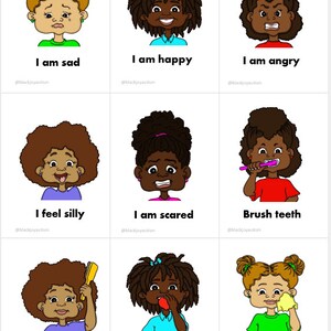 Communication Picture Cards, Digital, Autism Visual Aid, Special Education, Black Children, Picture Exchange, Teacher Communication, Parent image 1