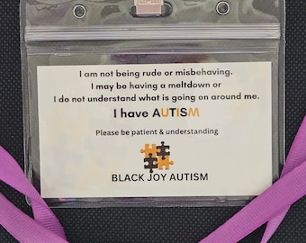 Autism Awareness Lanyard, Name Badge, ID Card, ID Holder, Autism Lanyard, Autism Emergency Card, I'm Autistic Card, Autism Emergency