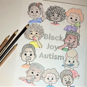 Coloring Pages, Coloring Sheets, Diversity, Inclusion, Black Children, Black Autism, Black Parent, Autism Awareness, Printable Coloring