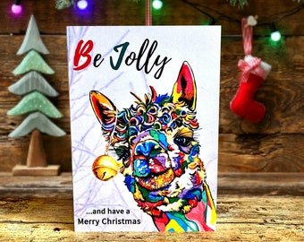Cartes de Noël Multi pack | 5 cartes| Drôles de lamas festifs colorés