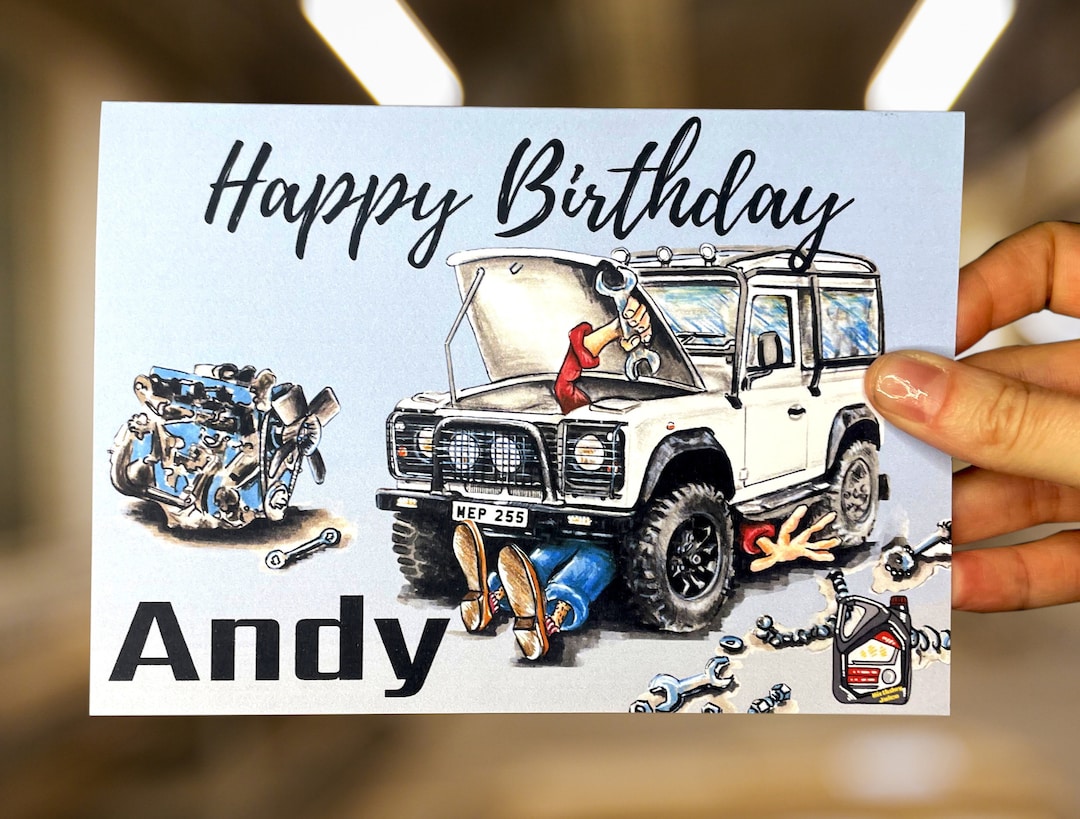 Personalized Classic Birthday Card White Land Rover, Personalised ...