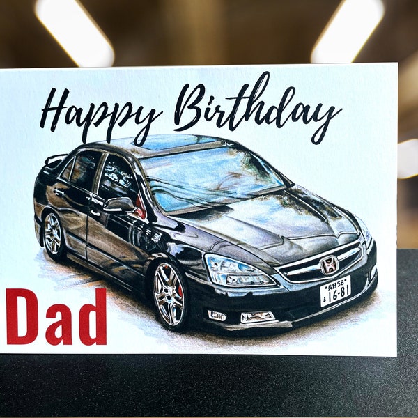 Personalized Honda Accord Birthday Card for Him, Personalised Birthday Card for Son, Personalised name and number plate birthday card