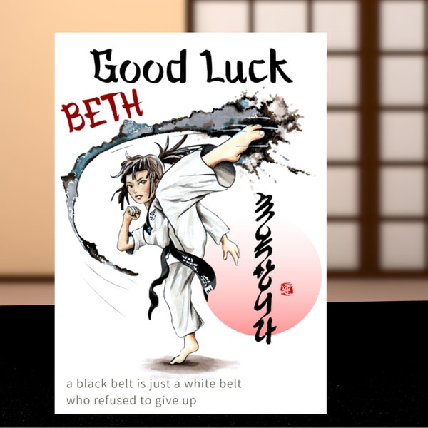 Good Luck Taekwando or Karate Card, Personalised Taekwando or Karate Card for girl or boy, Good Luck with Grading card for girl or boy